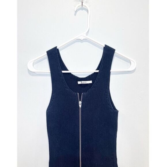 Alexander wang ribbed knit zipper midi dress navy blue - Picture 3 of 6